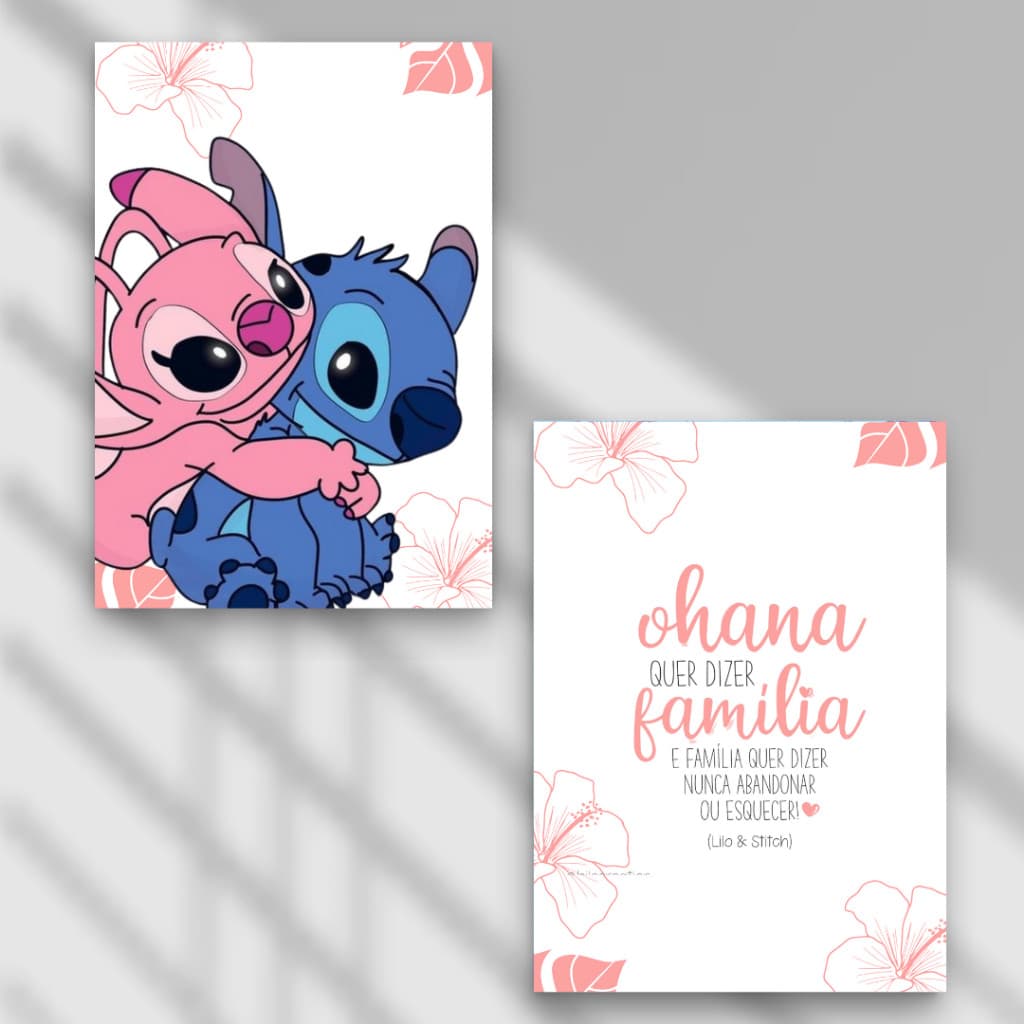 2 Placas Decorativas Stitch e Angel  Personalizadas / Presente / Quadros / Mdf / Ohana Quadro
