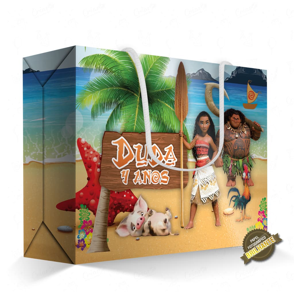 10, 15, 20 ou 25 unid - Caixa Surpresa - Moana (modelo 2) - [QUALIDADE PREMIUM COM BRILHO] - Sacolinha Personalizada