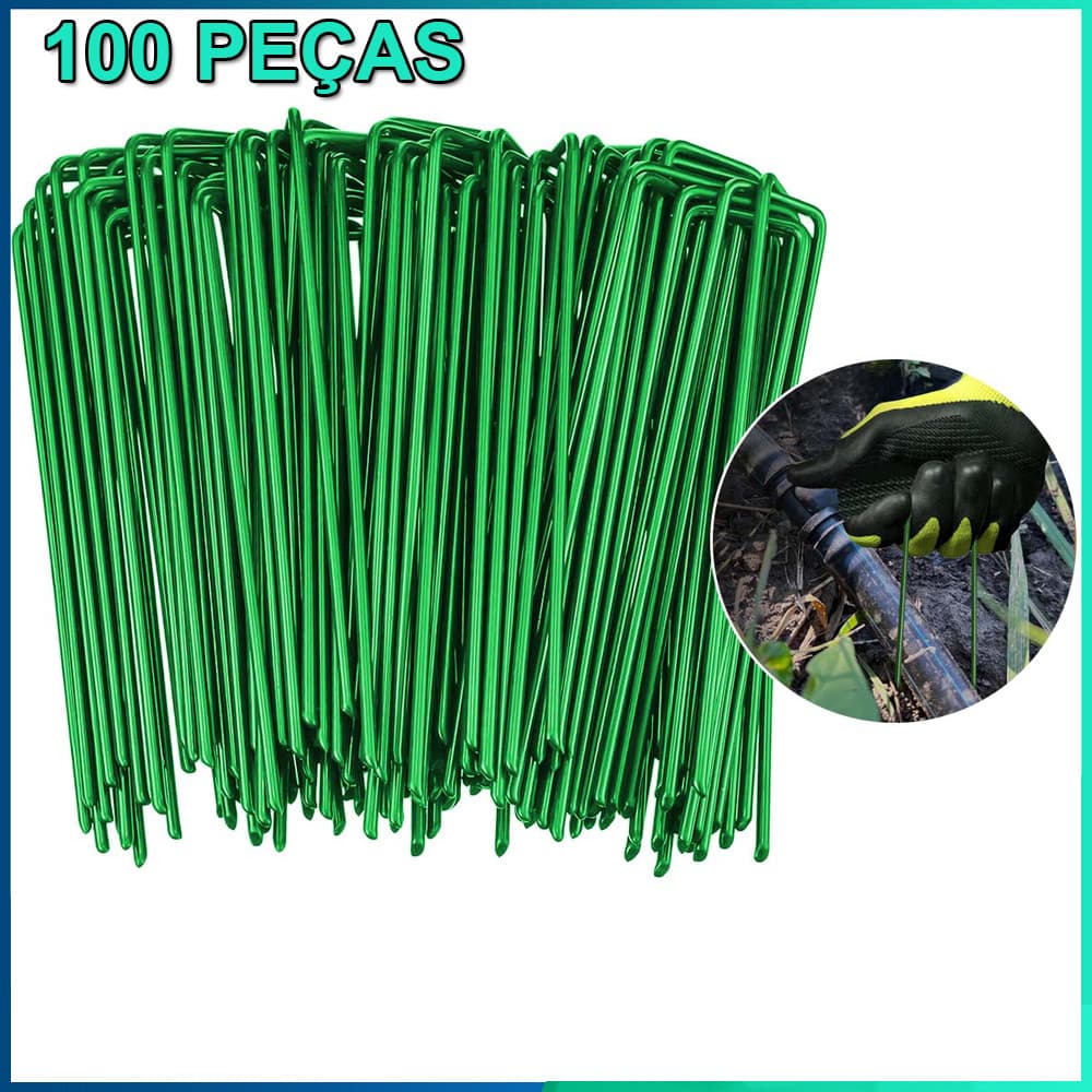 Grampos (gancho) Para Grama Sintética Com 100 Peças ganchos de fixação para jardinagem verde