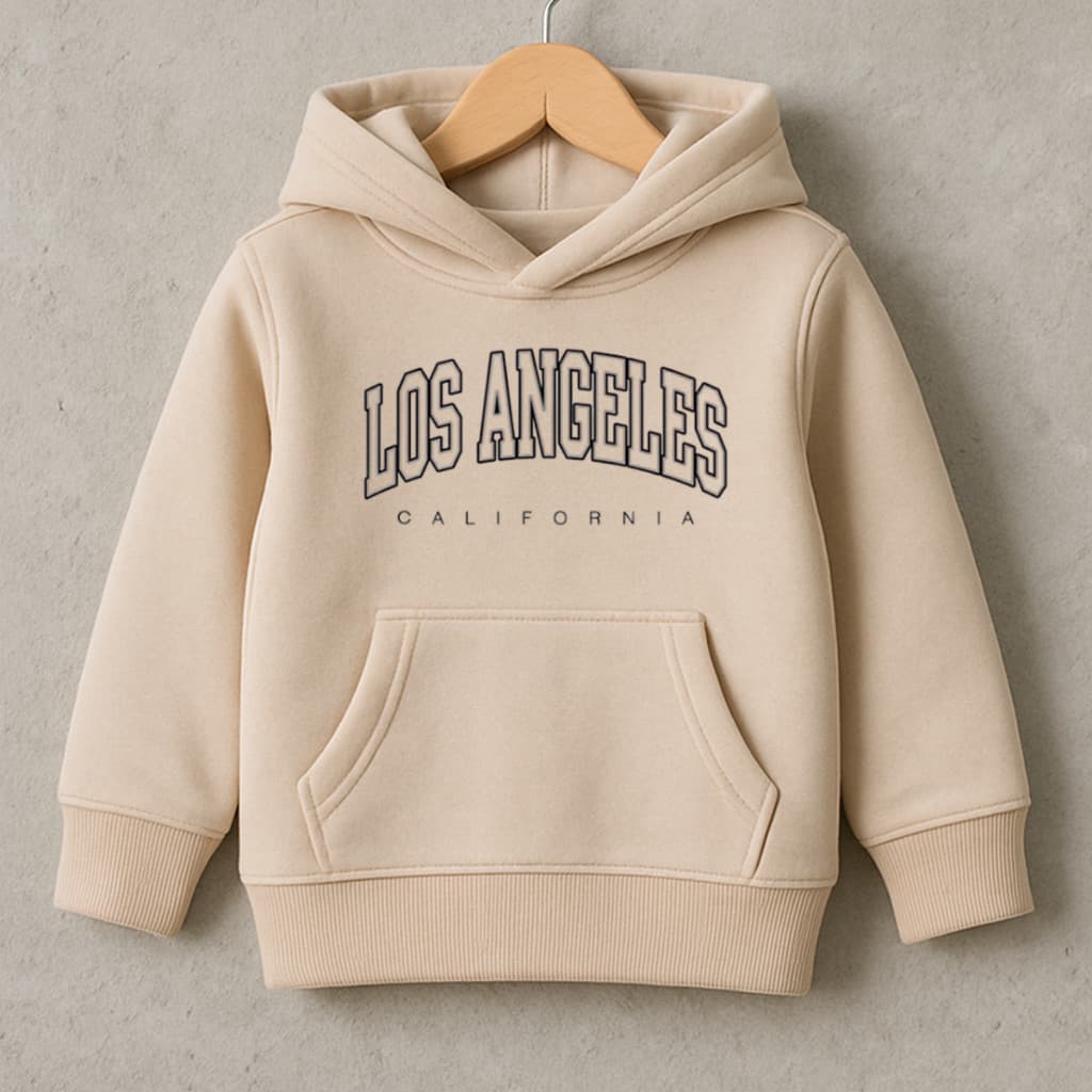 Moletom infantil Estampado Los Angeles Com Capuz Canguru Algodão Peluciado