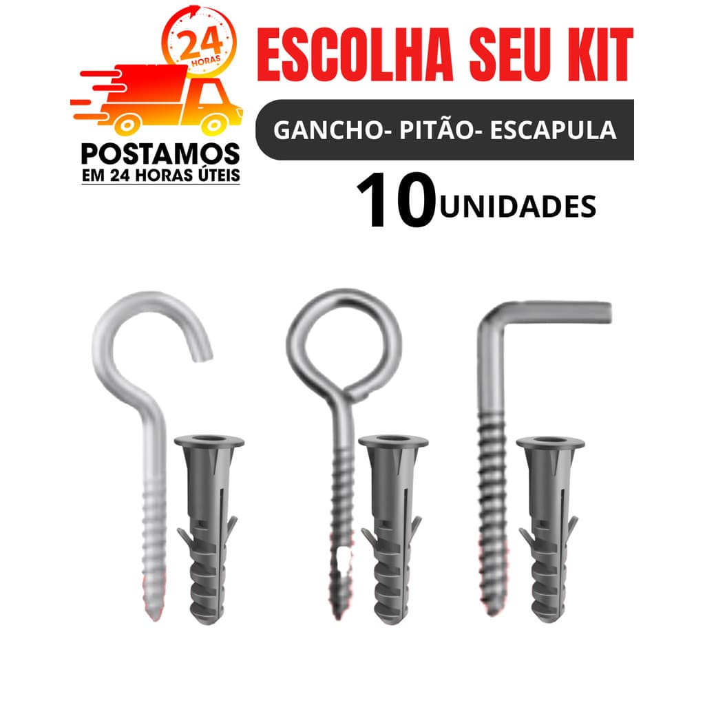 Gancho Parafuso Pitão Zincado com Bucha Escápula com Bucha 6mm 8mm 10mm Para Parede