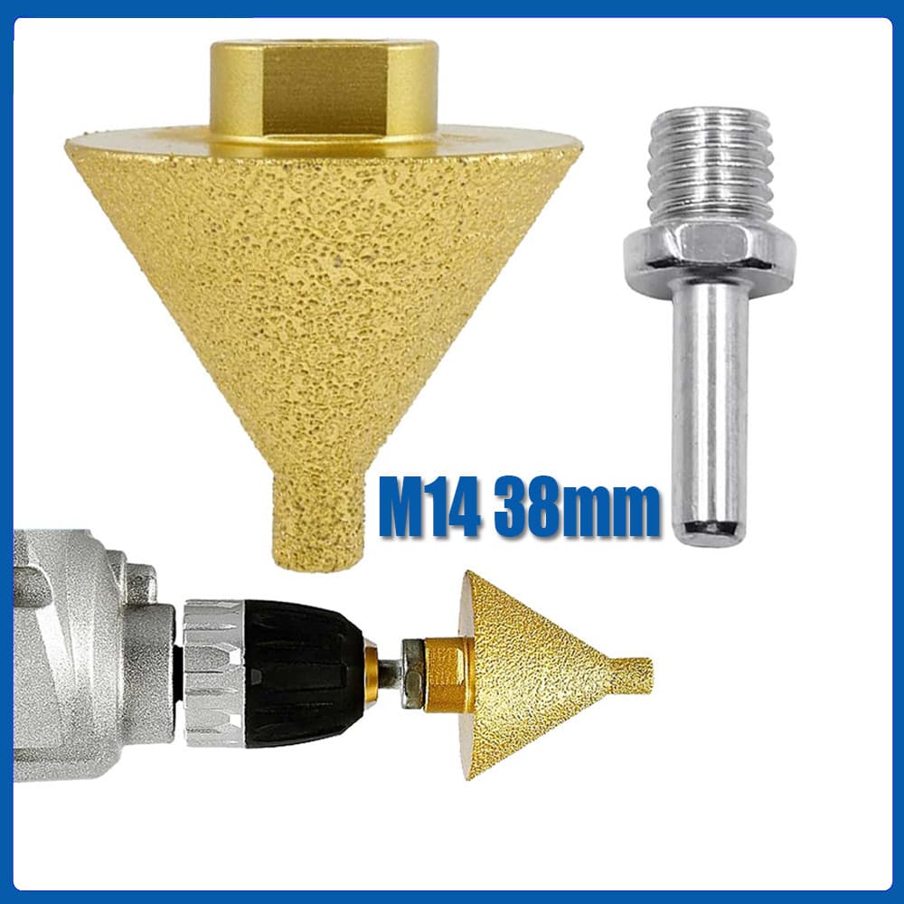 M14 38mm Broca de chanfro chanfrado diamantado para processamento de telha cerâmica / Mármore / Vidro Rebolo Cônico