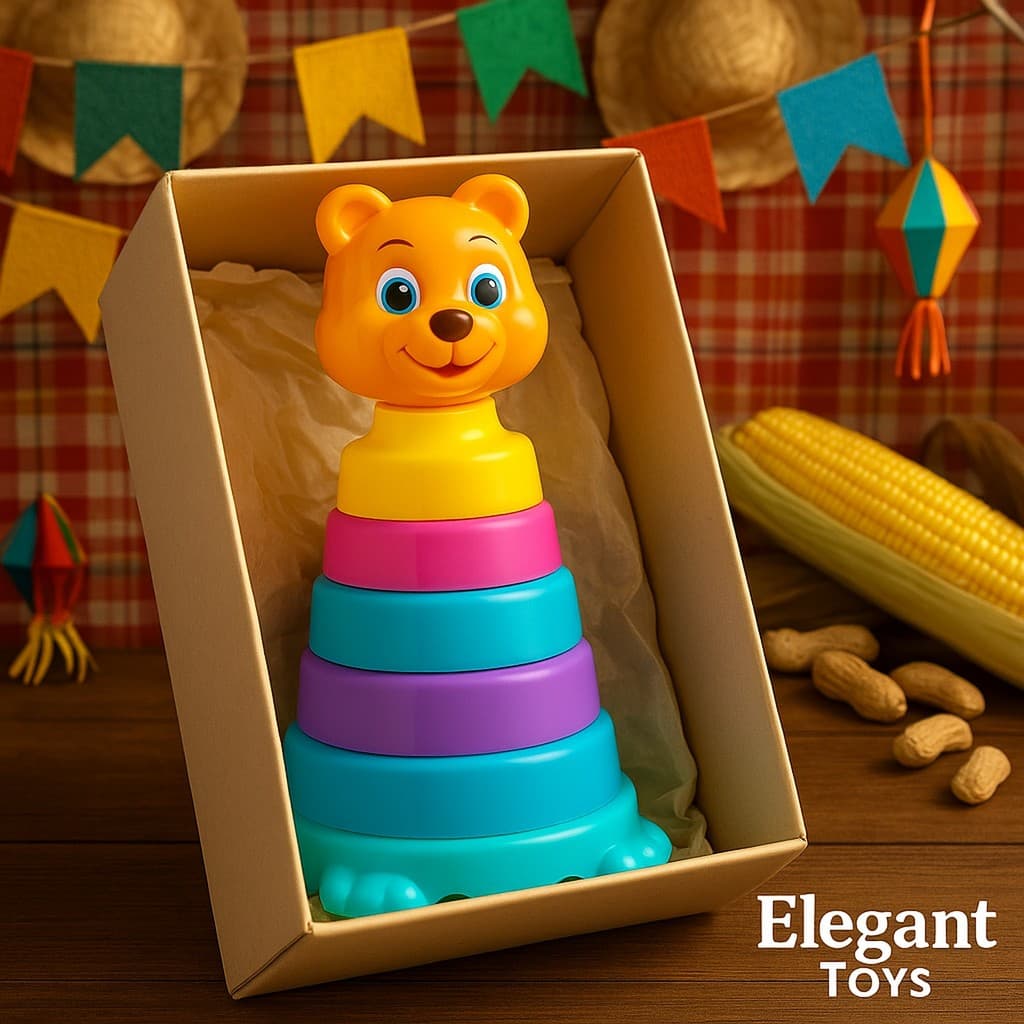 Brinquedo Educativo Amiguinho Urso - Torre Baby Monta Desmonta - Ursinho com Dado Kendy