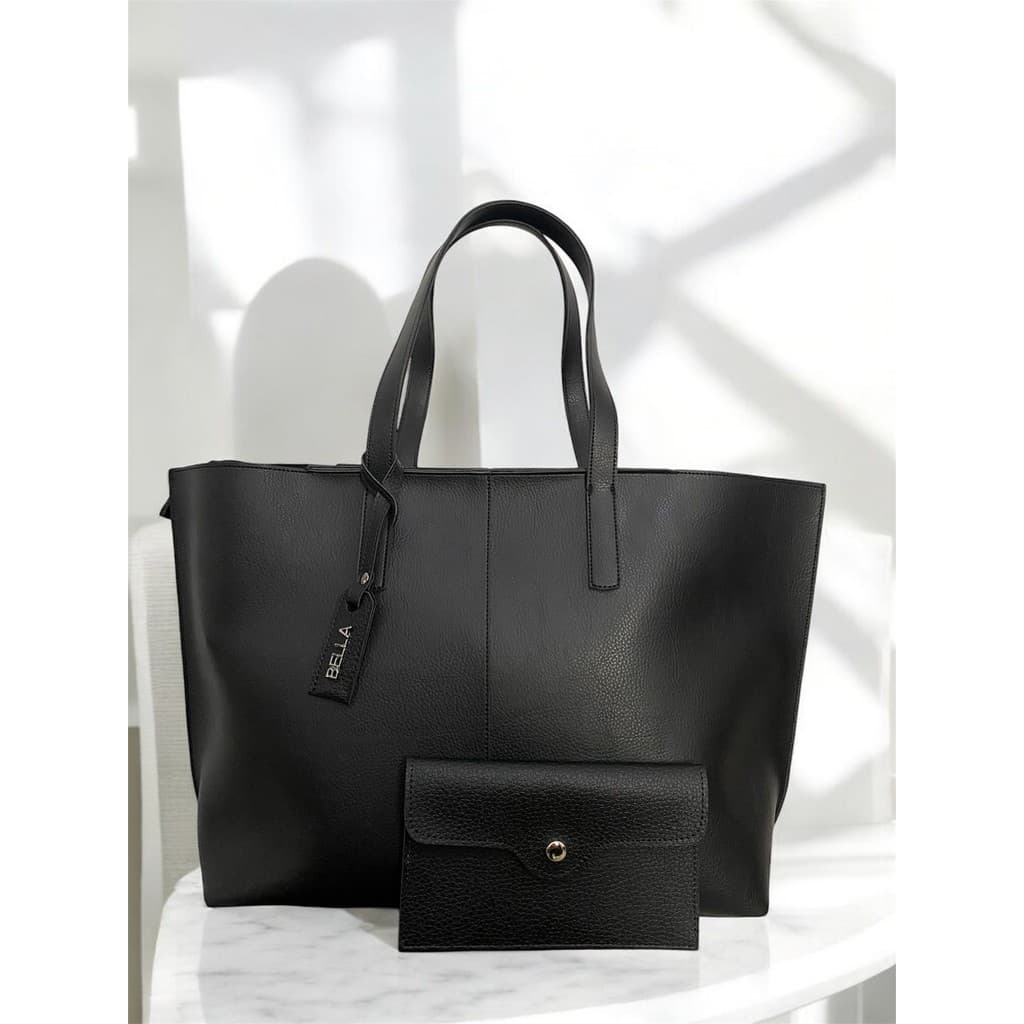 kit Bolsa Sacola Feminina Grande BELLA + Necessarie Preta