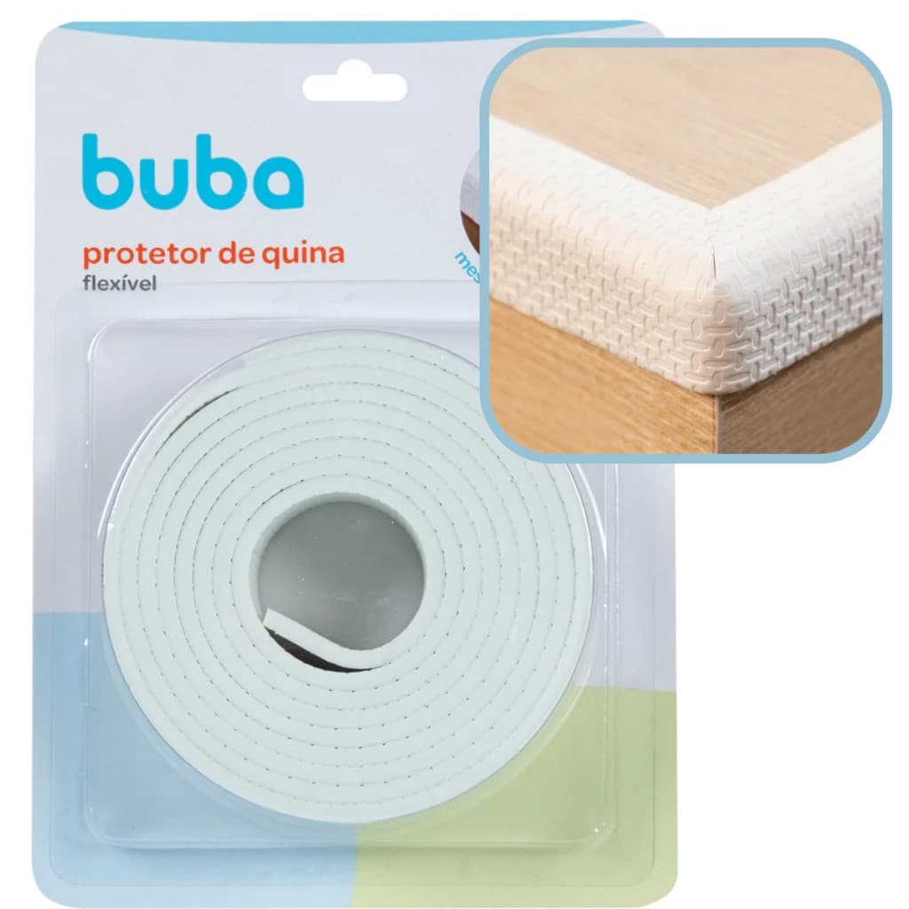 Protetor de Quina e Borda Branco Fita Protetora Flexível Em Rolo Mesa Moveis Bebe Infantil Buba