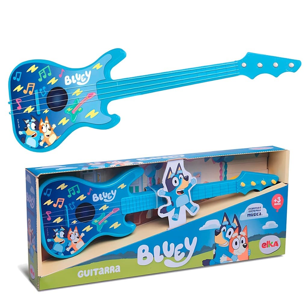 Instrumento Musical Infantil Guitarra Bluey Elka Brinquedo Educativo E Divertido Para Crianças