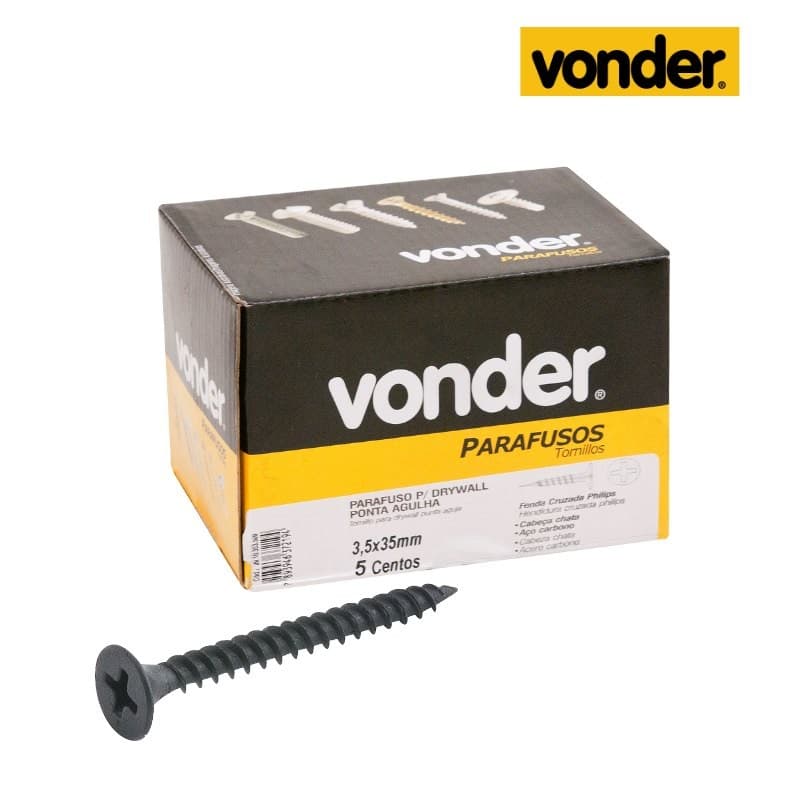 Parafuso para Drywall 3,5 mm x 35 mm Ponta Agulha – VONDER | Caixa com 500 Unidades