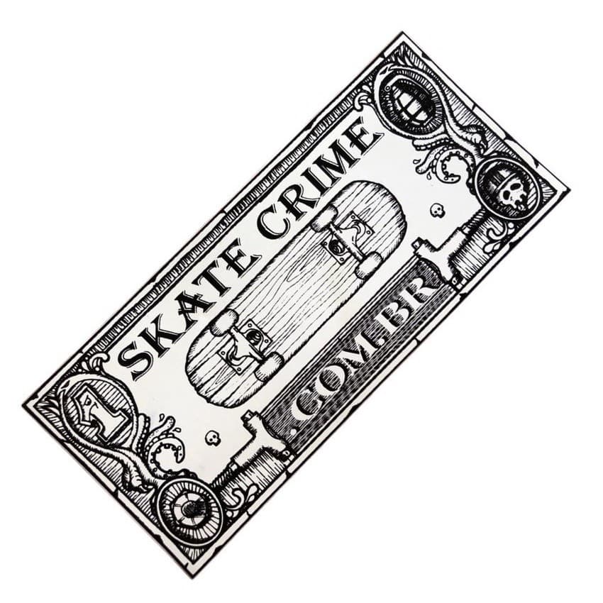 Adesivo Skate Crime Dinheiro 16,7 x 7,5 cm Skateboard Sticker