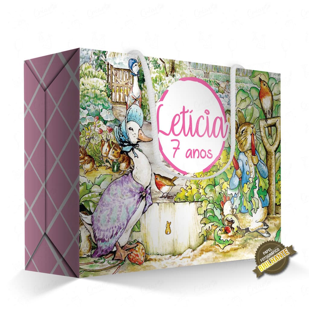 10, 15, 20 ou 25 unid - Caixa Surpresa - Peter Rabbit (rosa) - [QUALIDADE PREMIUM COM BRILHO] - Sacolinha Personalizada