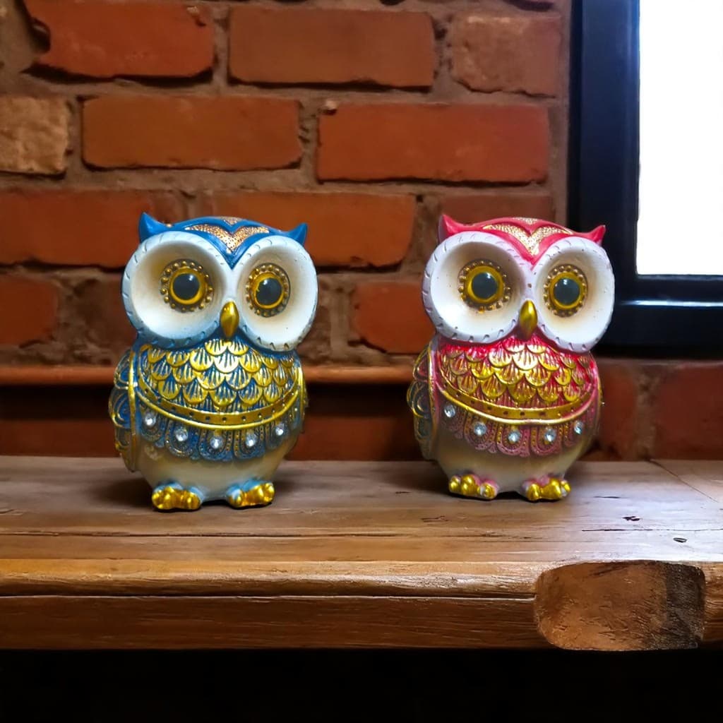 Enfeite Coruja Decorativa em Resina Luxo 9cm Sabedoria, Sorte e Conhecimento Decoração de Casa