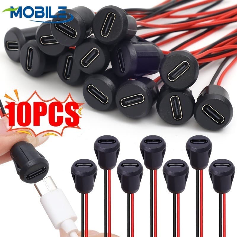 Conector Fêmea Tipo C De Alta Potência 3A 5V Avaliado , Porta De Carregamento À Prova D'água De PVC Para Equipamentos Au