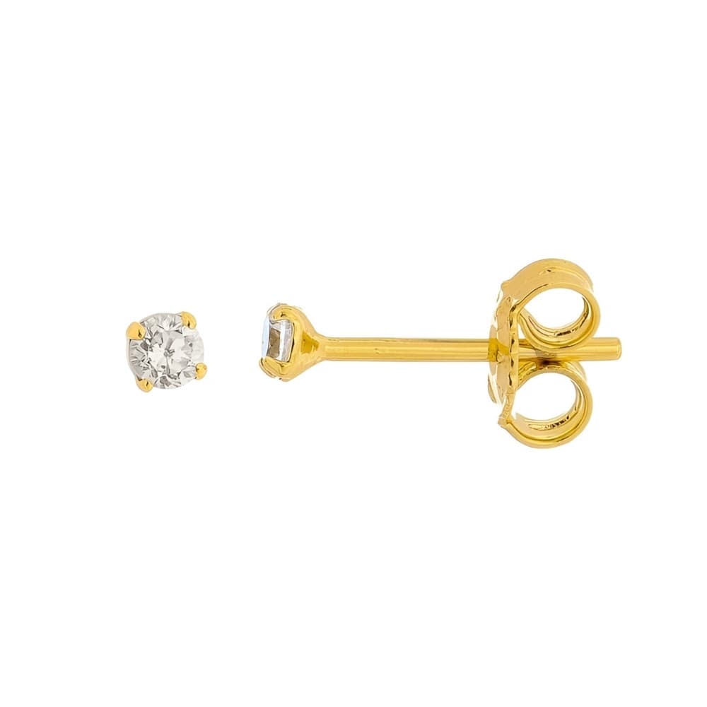Brinco Infantil Banho de Ouro Pedra 2,5mm Zircônia Antialérgico 2 à 5 Anos - Tuttiamore