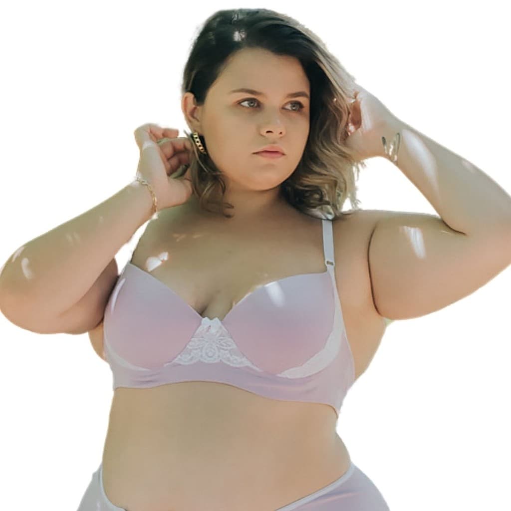 Sutiã Com Renda Branca e Microfibra Plus Size