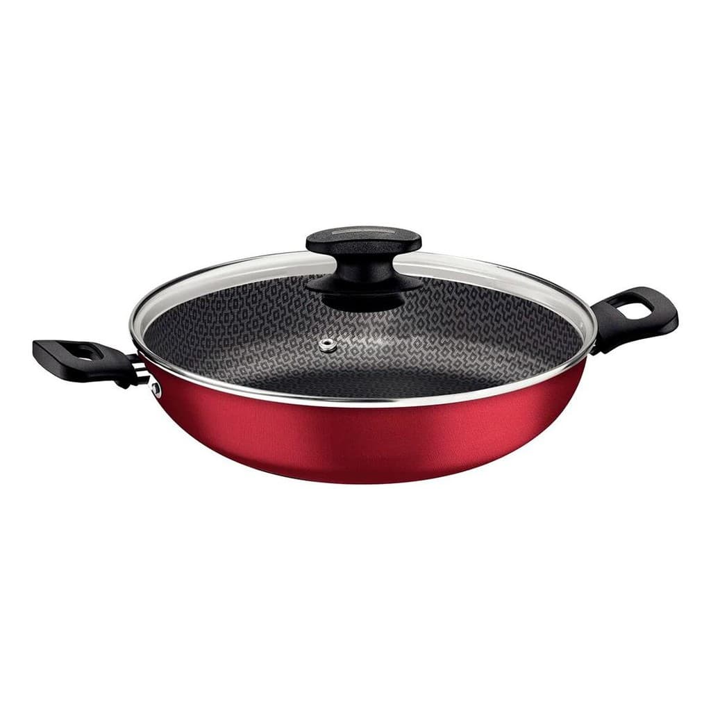 Panela Wok Antiaderente Com Tampa Loreto Tramontina Vermelho