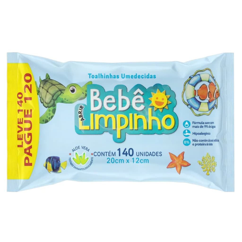 Bebê Limpinho toalhas umedecidas 140 unidades