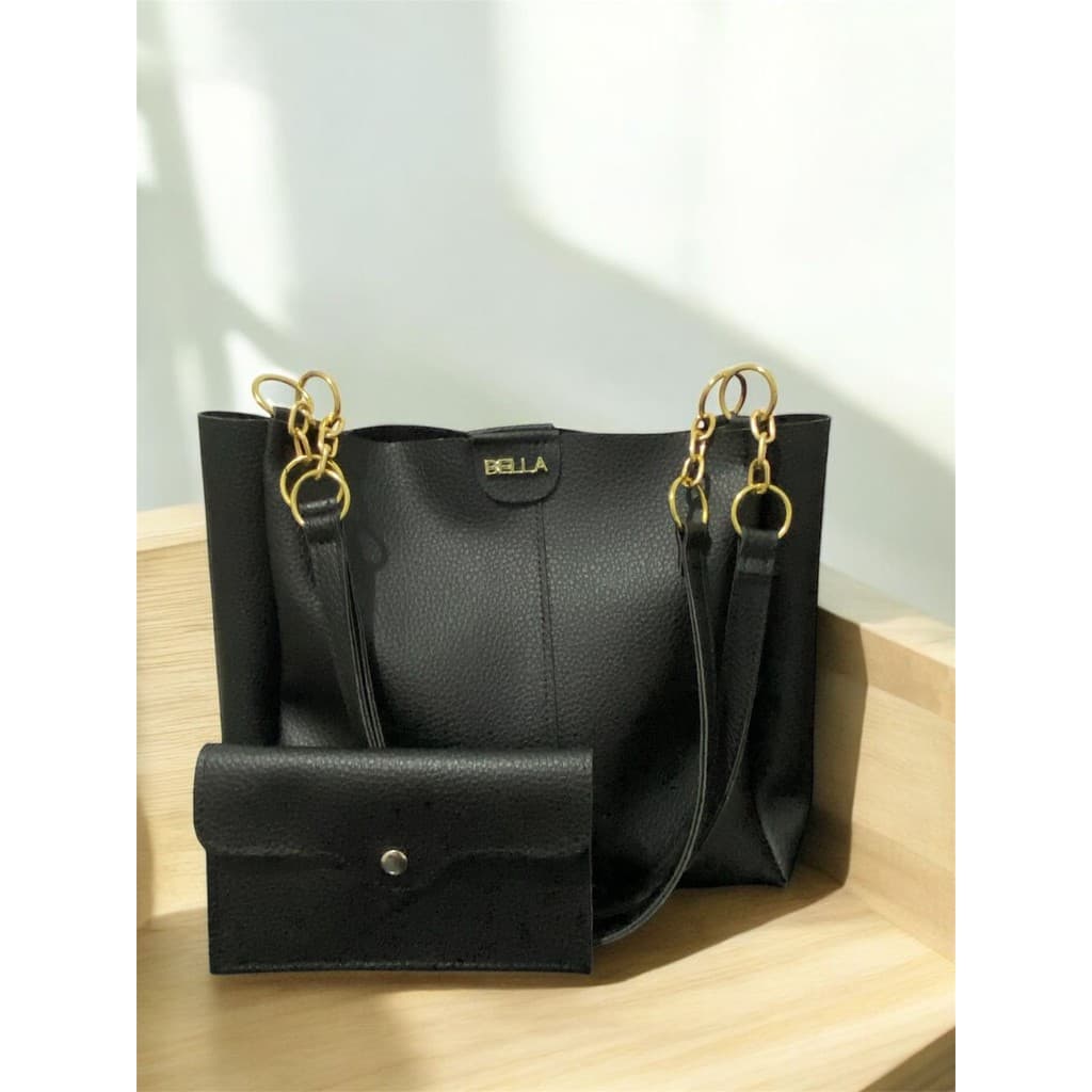 kit Bolsa Tote-Bella Texturizada de Grande Capacidade para Mulheres + Necessaire