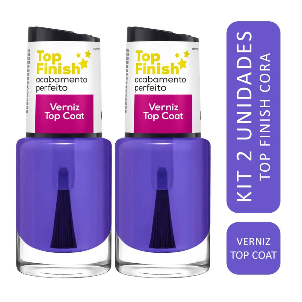Kit 2 Top Coat Verniz Top Finish Cora 10ml - Acabamento Perfeito - 90% mais Brilho