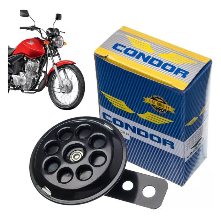 Buzina Condor 12v Preta Cg 125 E 150 Original
