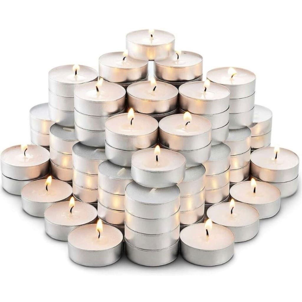 Kit 50/100 Velas Parafina Rechaud C/ Suporte Alumínio Decorativas Dia dos Namorados a Surpresa Romantica Decoração