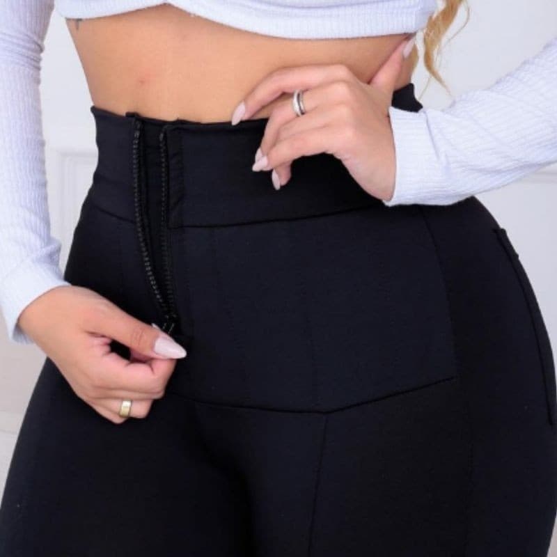 Calça Legging Feminina Super Lipo no Tecido Suplex Flanelado com Cinta Modeladora