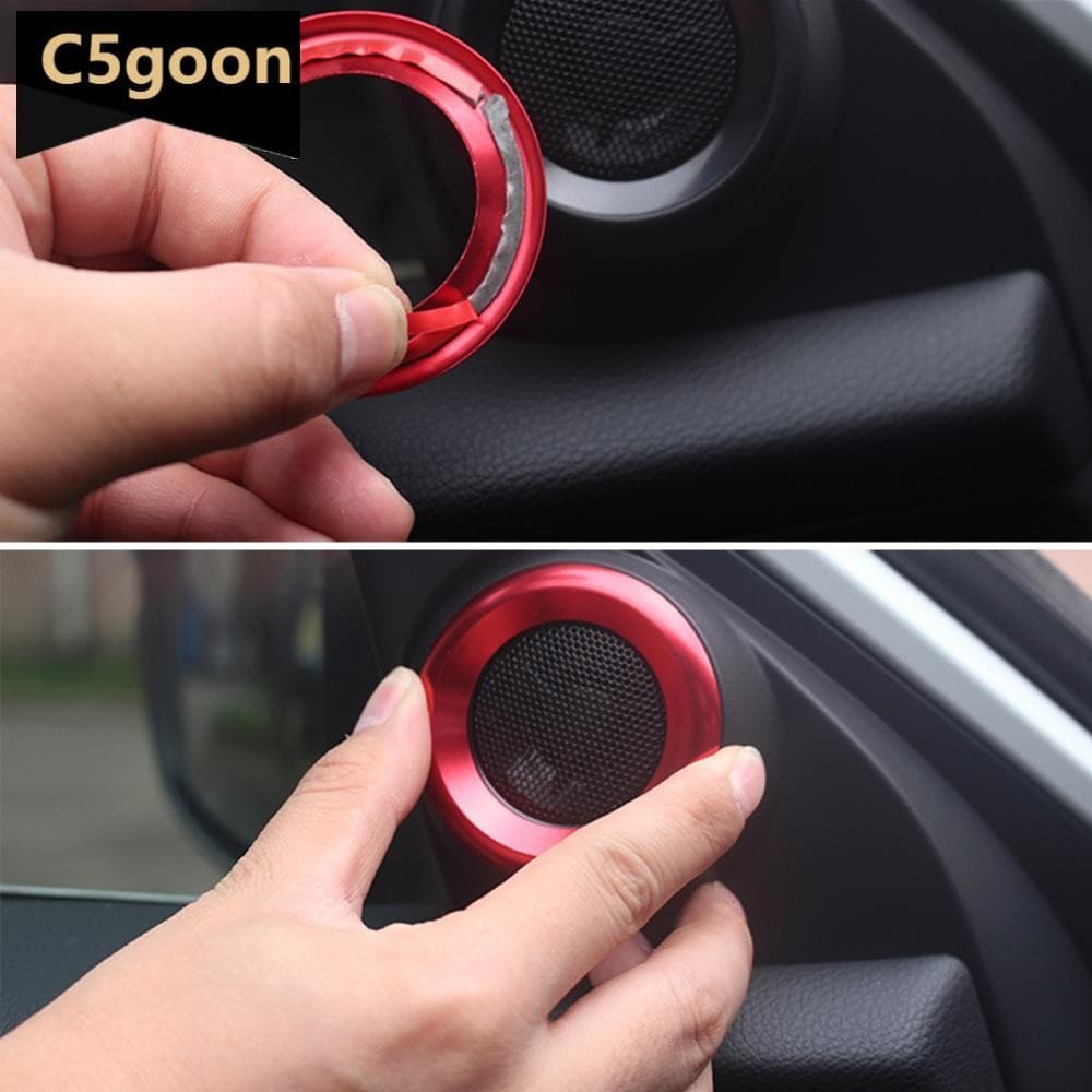 C5GOON 2 Pçs Alto-Falante Do Carro Anodizado Decorações Círculo Guarnições Porta Áudio Anéis Para Honda Civic 2016-2019
