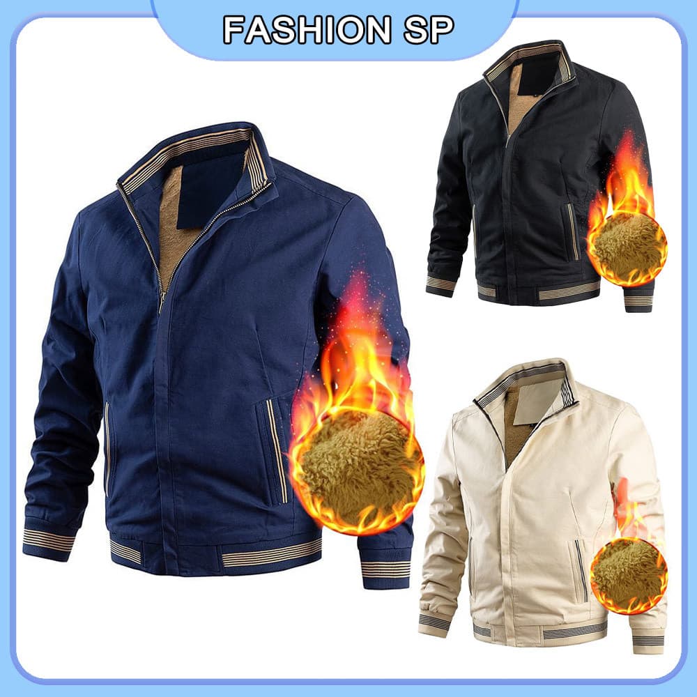 Jaqueta Masculina De Pelúcia, Roupa Externa, Manga Comprida, Moda Urbana, Gola Alta, Jaqueta Masculina