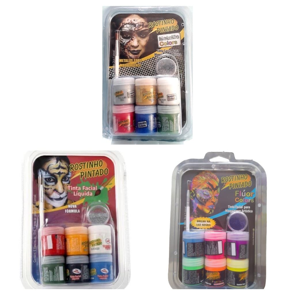 3 Kit Tinta Pintura Facial Festa Aniversario Crianças