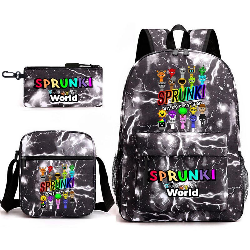 Mochila de Estudante do Ensino Fundamental Rhythm Box Cartoon Anime Sprunki Quarta Série Leve Redutora de Carga Grande C