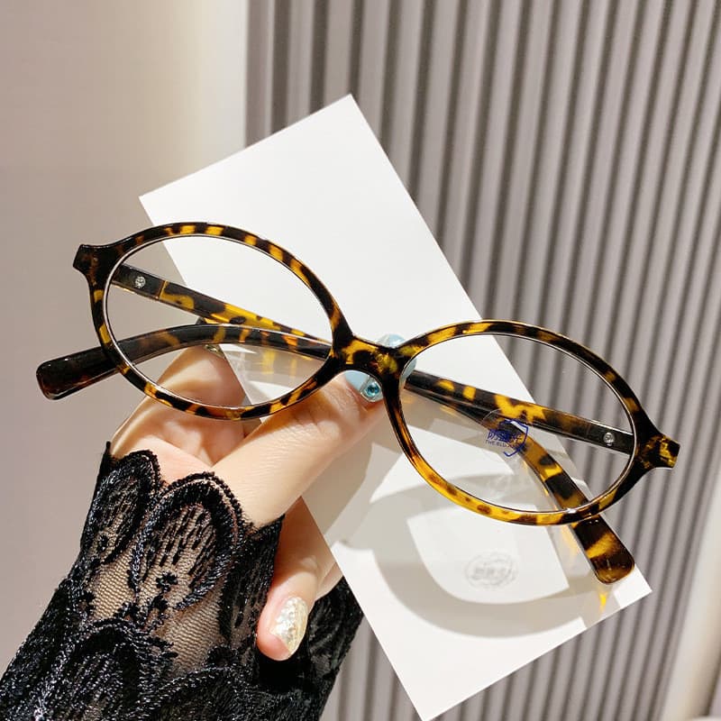 Senhoras Estrela Mesmos Óculos nerd Miopia oval Pequeno Quadro retro De Sol Leopardo Impressão Coreano Simples Alta Defi