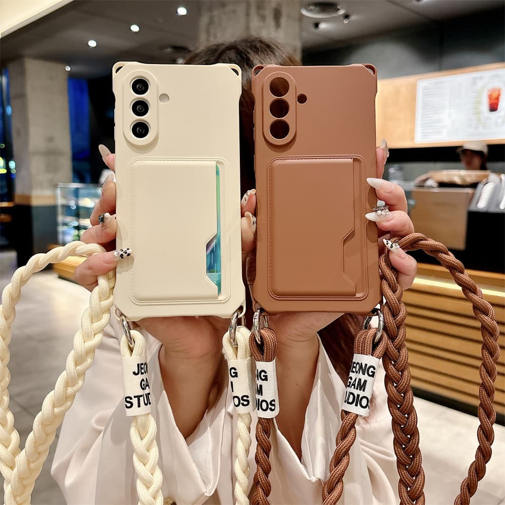 Trançado Crossbody Cinta Cordão Caso De Telefone Para Samsung Galaxy S26 S25 S24 S23 S21 FE Plus S22 Ultra Carteira Saco