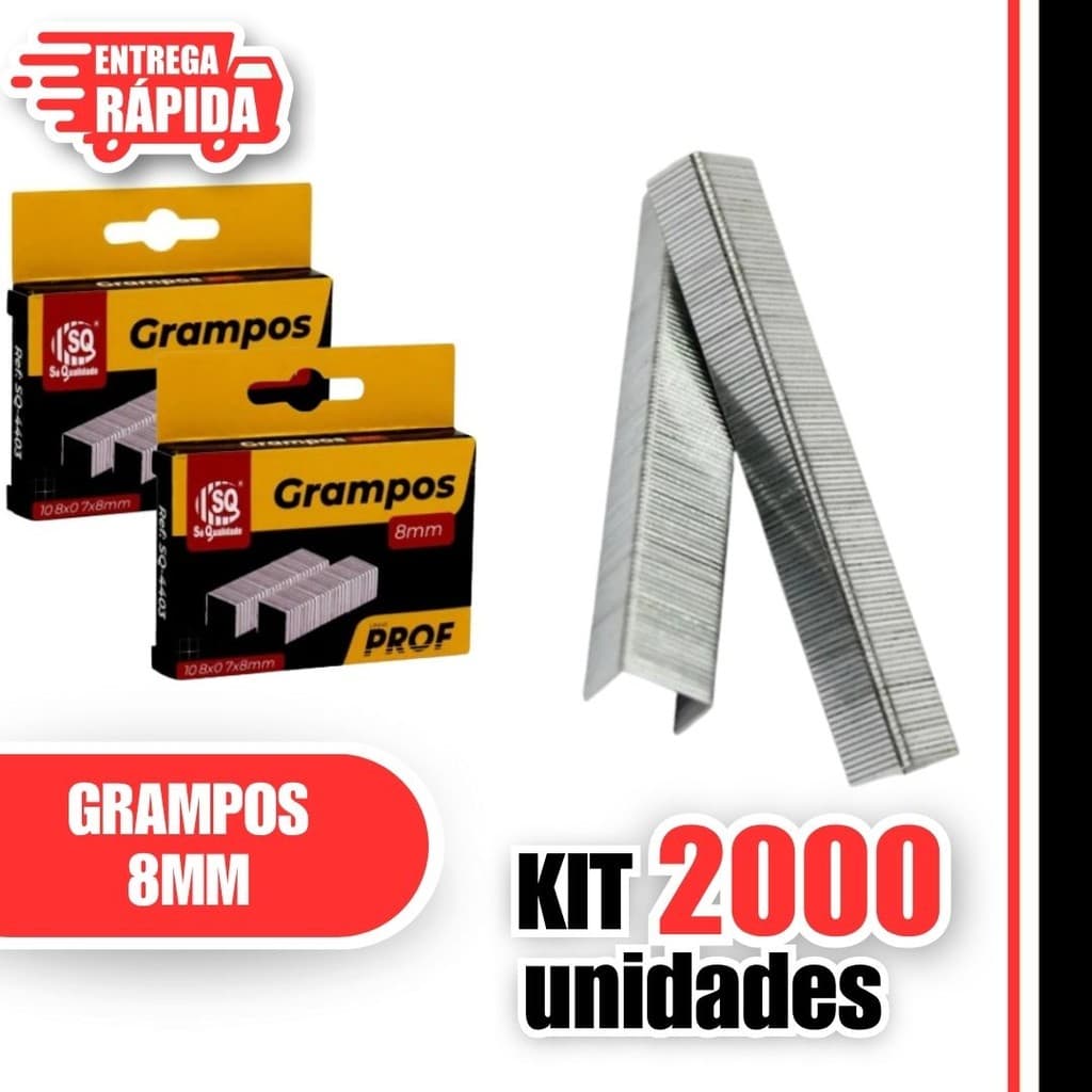 2.000 Grampos Para Grampeador Madeira Tapeceiro 8mm