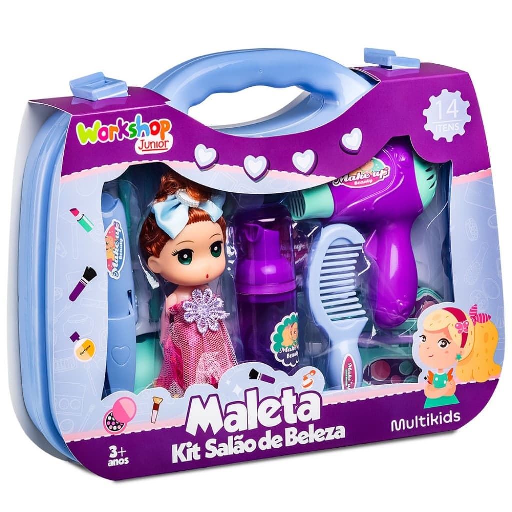 Brinquedo Maleta com Kit Salão de Beleza Infantil Multikids