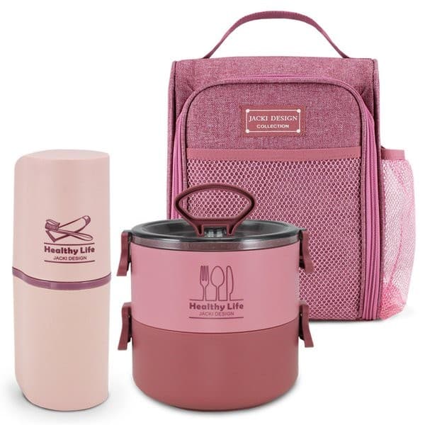 Conjunto Bolsa Térmica Pote Marmita Porta Escova e Pasta de Dente - Jacki Design