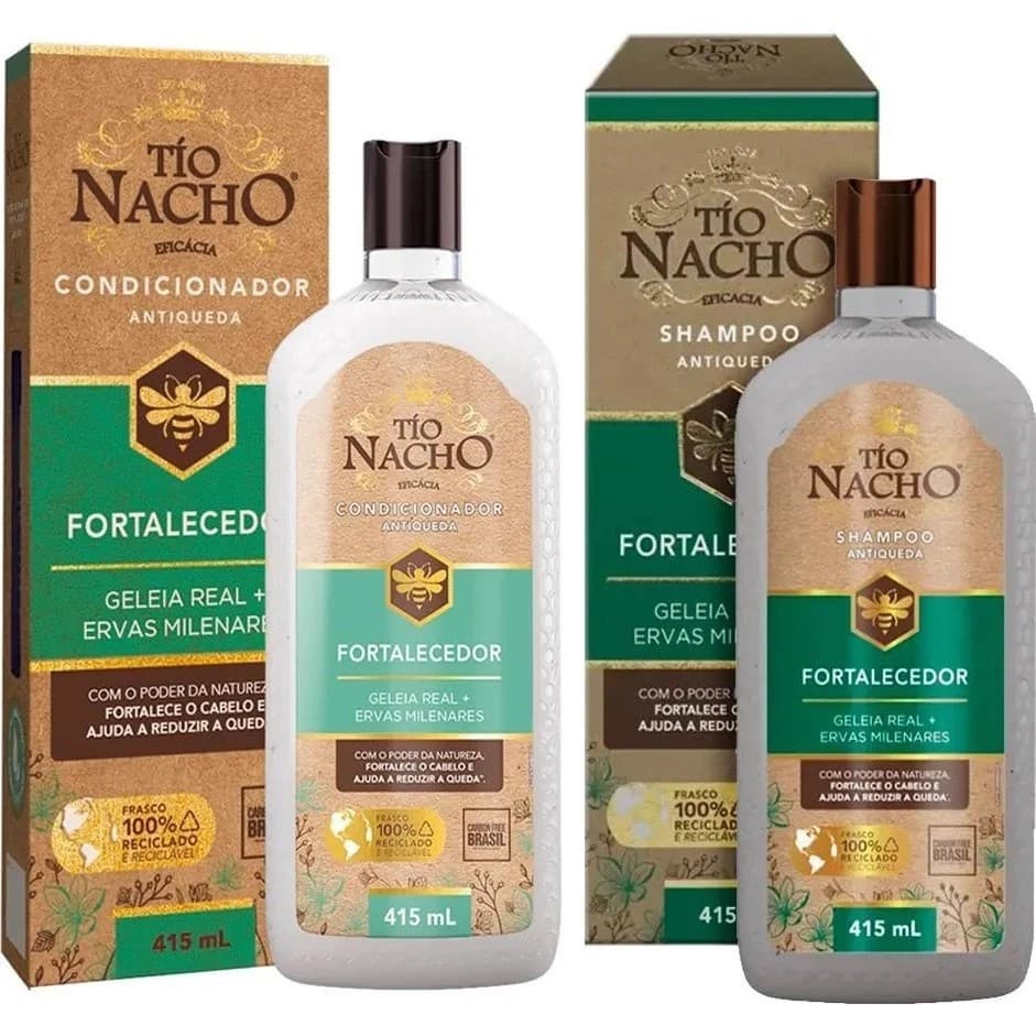 Kit Tio Nacho Fortalecedor Antiqueda Geléia Real Shampoo 415ml e Condicionador 415ml