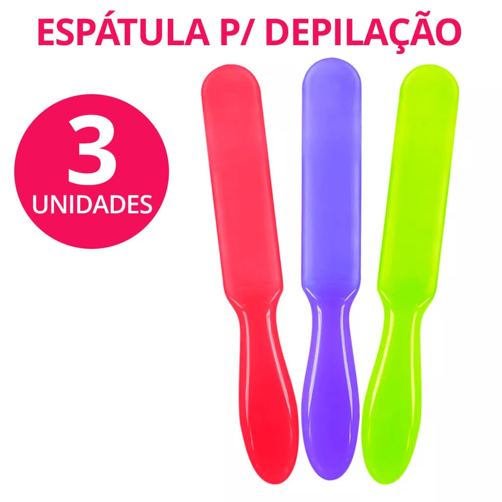 Kit 3 Espátulas Plásticas Para Cera Depilatória Cremes Reutilizável Resistente Cores Aleatórias
