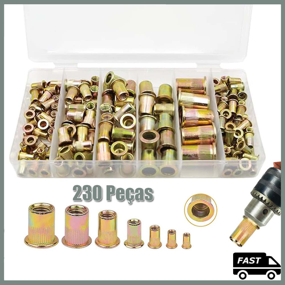 Jogo De Rebites De Rosca M3 A M12 Com 230 Peças