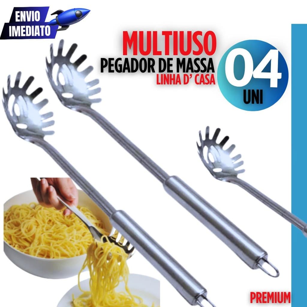 Pegador de Massa Inox 32cm – Conjunto com 4 Unidades Essencial para cozinhas domésticas ou comerciais
