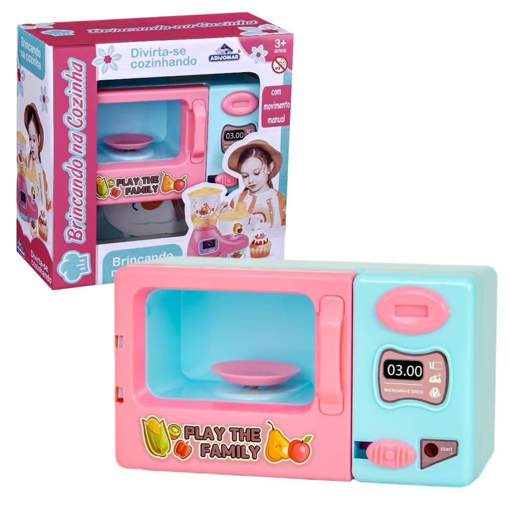Micro-ondas Realista Prato Giratório Fricção Movimento Brinquedo Cozinha Infantil Menina Menino Adijomar