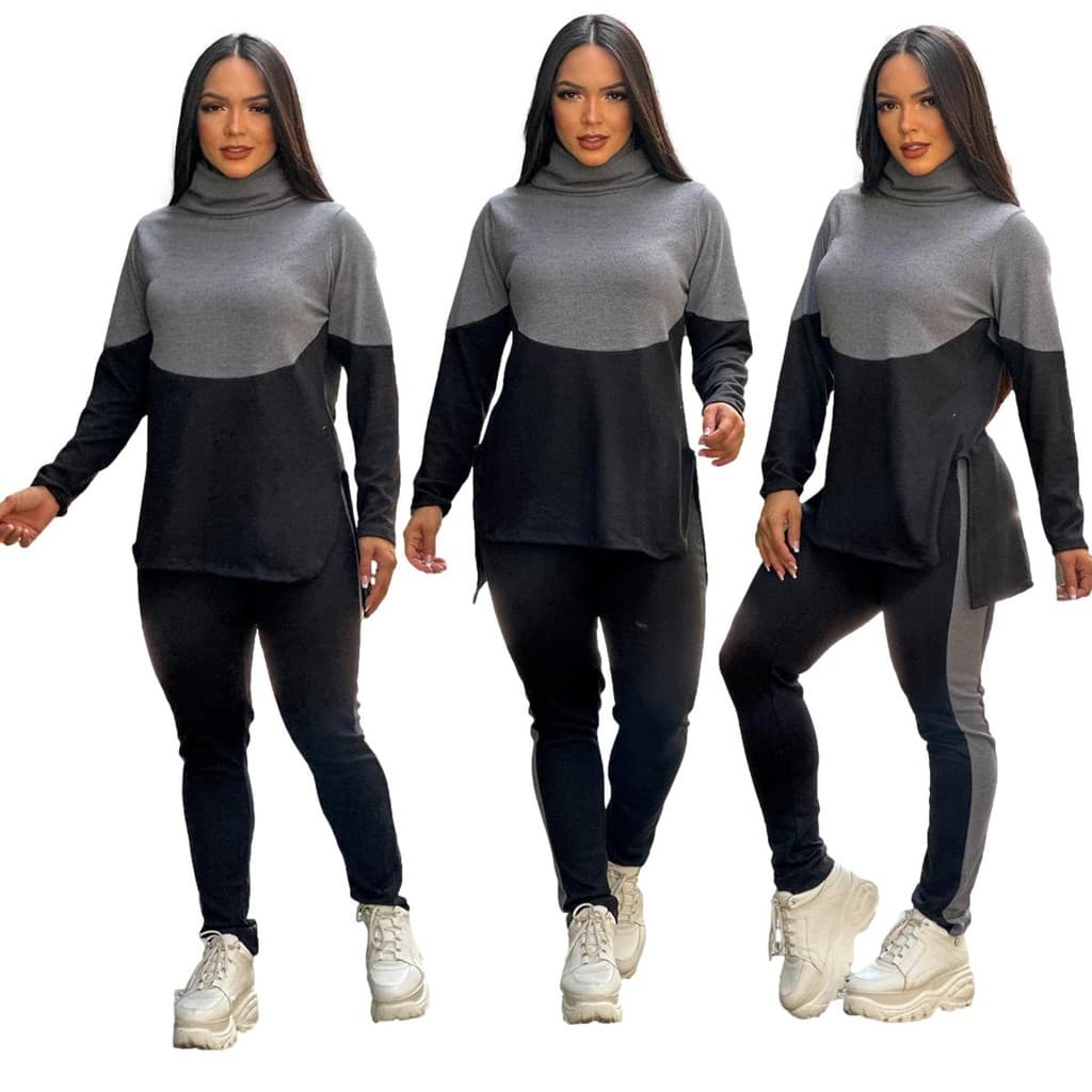 conjunto femenino De Frio Inverno Calça e Blusa Lanzinha Para Trabalho Trabalhar Chique Elegante