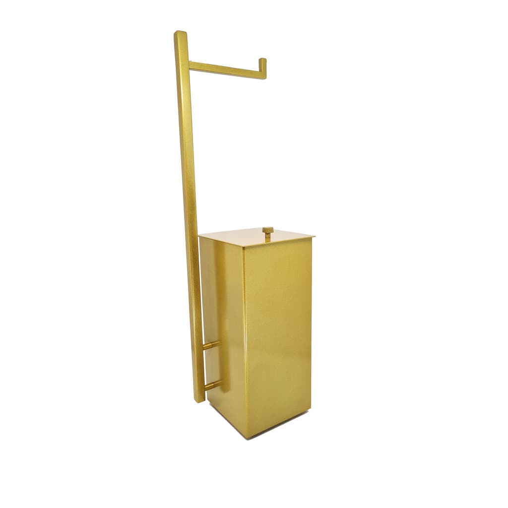 Cesto de Lixo com Papeleira Dourado Inox