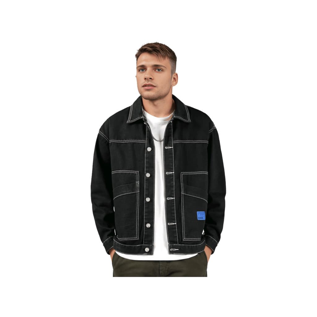 Jaqueta jeans masculina Jaqueta jeans personalizada com patchwork, design exclusivo