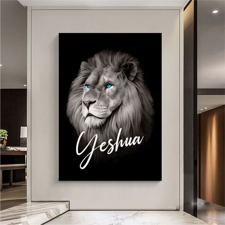 Painel decorativo 80x60 leão de judá yeshua black tendencia hall