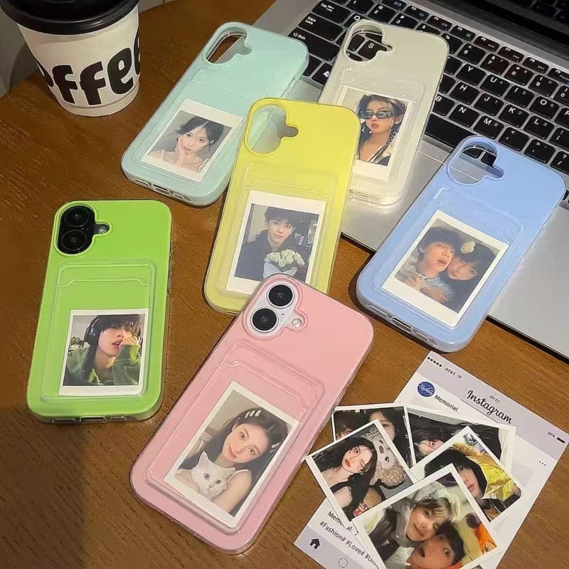 2 Em 1 Slot Para Cartão Caso De Telefone À Prova De Choque IPhone 11 12 13 14 15 16 Pro Max 16E Fotos Inseríveis Capa