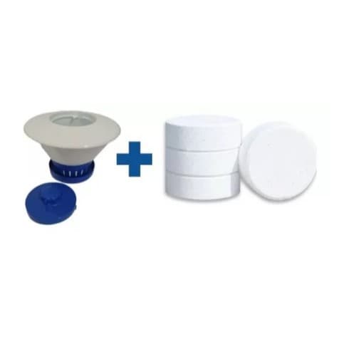 Kit Flutuador + Pastilha 200g Sanitizante Para Piscina