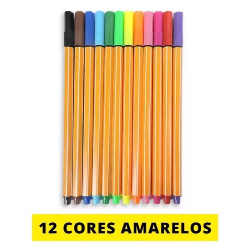 Caneta Fine Line Kit com 12 Unidades