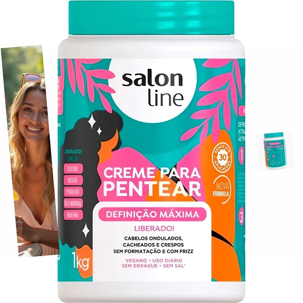 Creme Para Pentear Definição Máxima 1kg Salon Line Hidratação Controle Frizz Brilho Desembaraço