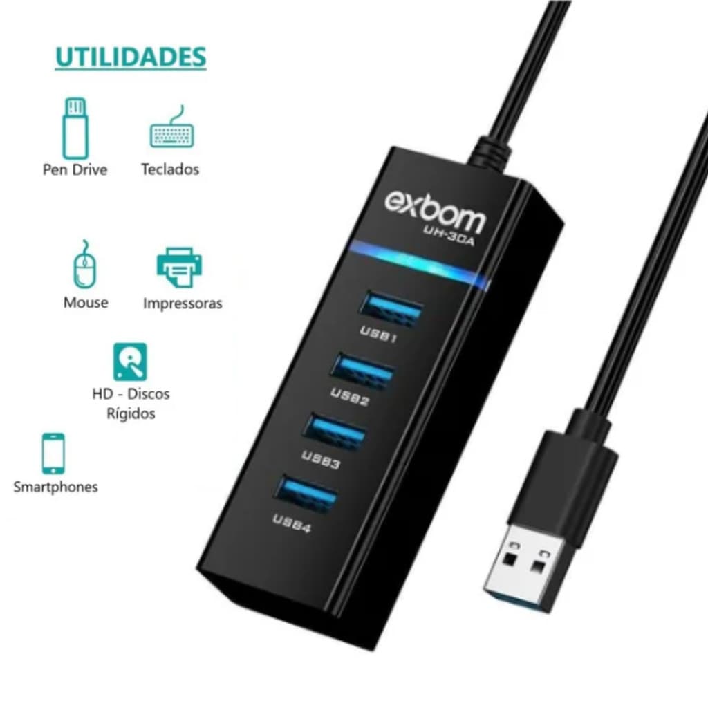 Hub Extensão USB 3.0 4 portas