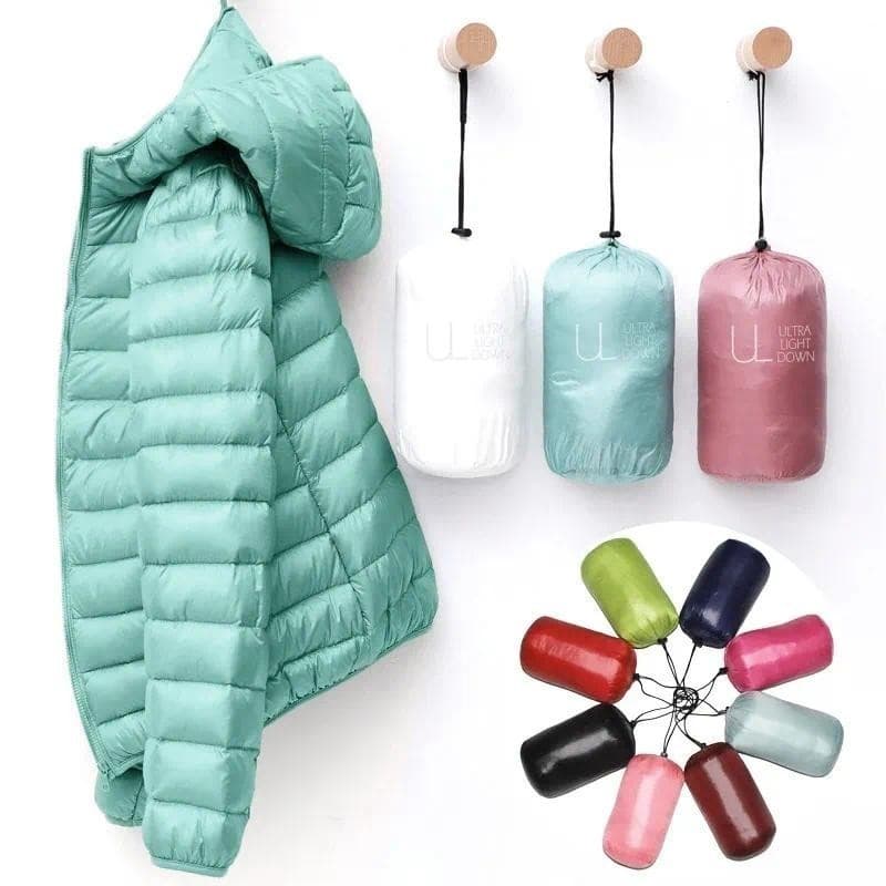 Nova Jaqueta Feminina de Inverno, Leve, de Plumas de Pato Branco, Jaqueta Slim Puffer Portátil e à Prova de Vento HHBRAX