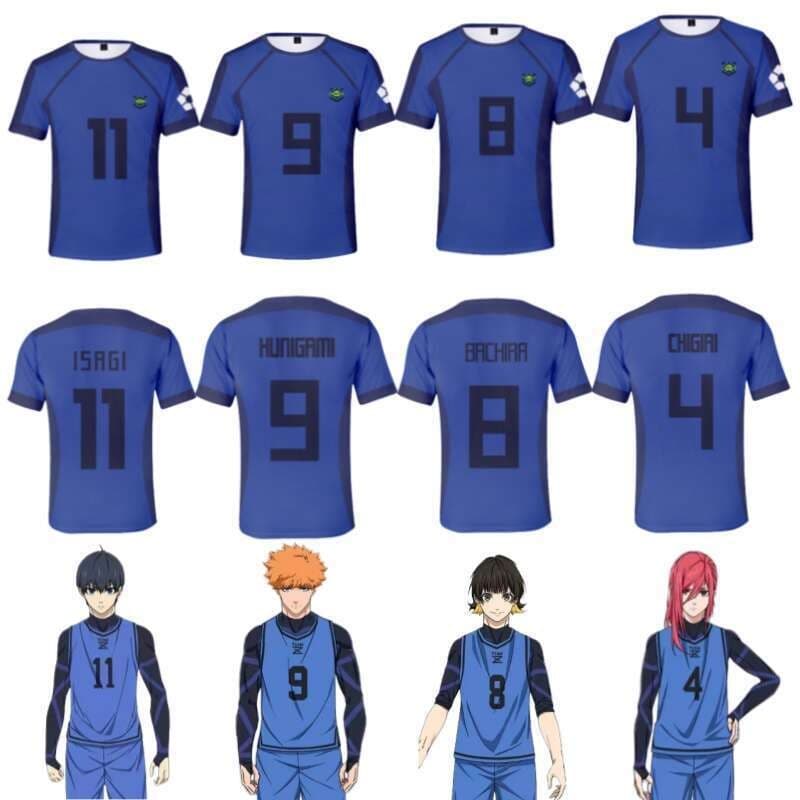 Anime Japonês Azul Bloqueio Isagi Yoichi Camisa De Futebol T Cosplay Hyoma Chigiri Meguru Bachira Roupas