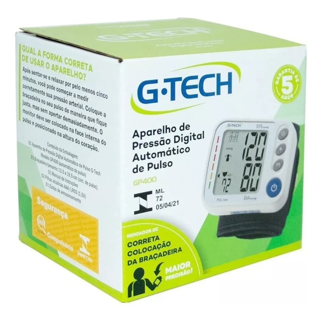 Medidor De Pressão Arterial Digital De Pulso G-tech GP400 + Estojo
